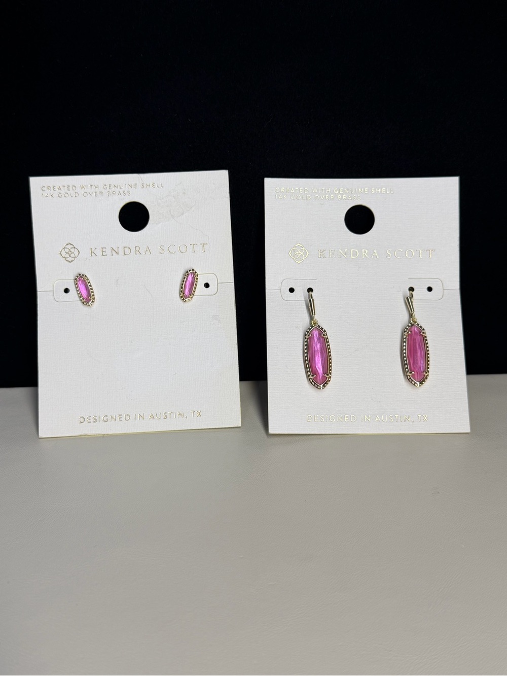 NWT Kendra Scott Hot Pink Magenta Earring Set - Oval Studs & Drop Earrings